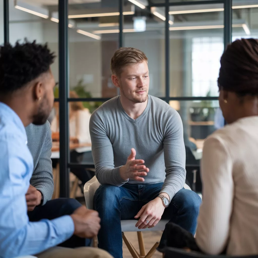 Teammeeting in moderner Büroumgebung – Unterstützung für Führungskräfte und Teams durch Supervision.