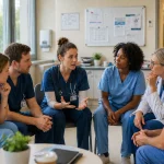 Pflege-Team in gemeinsamer Reflexion