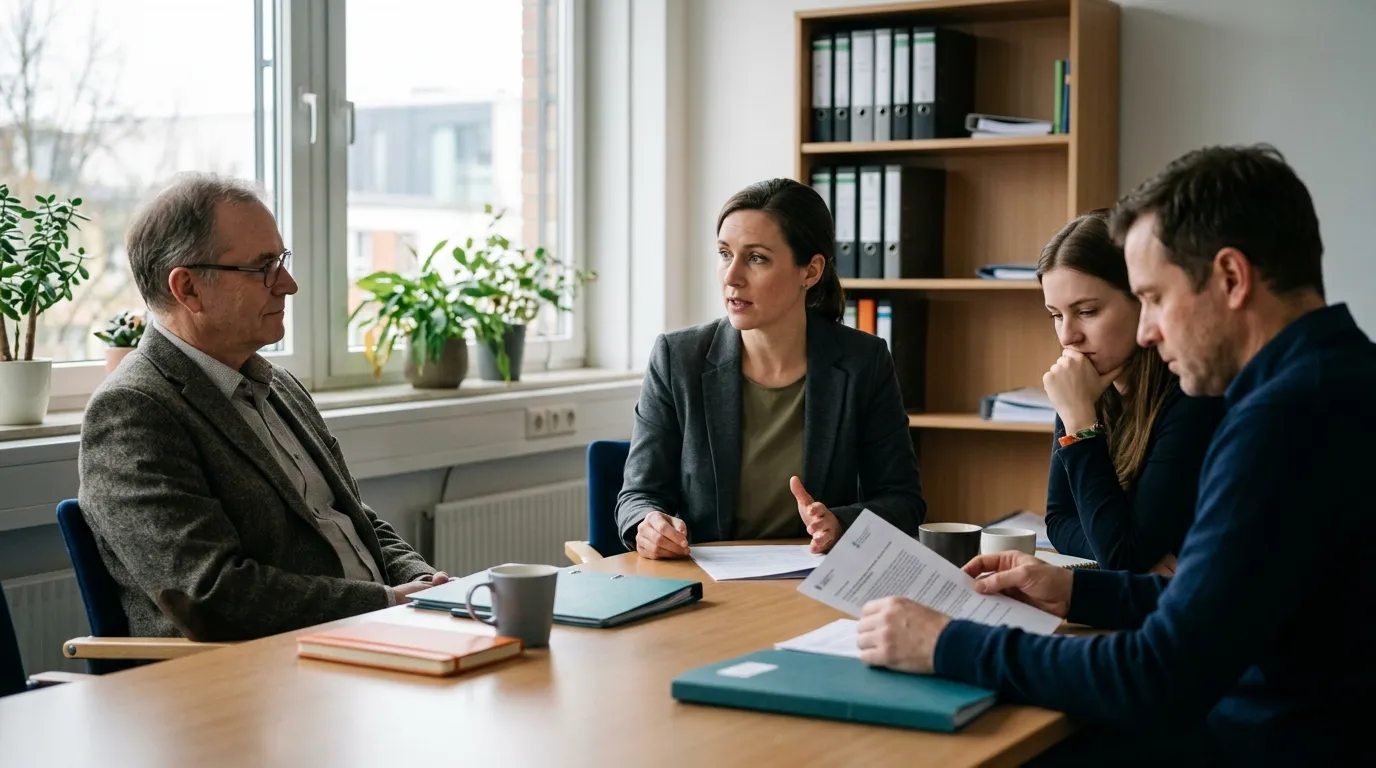 Fachpersonen machen in einer Fallsupervision unterschiedliche Perspektiven eines Falls mit einer zurückhaltenden Visualisierung sichtbar.