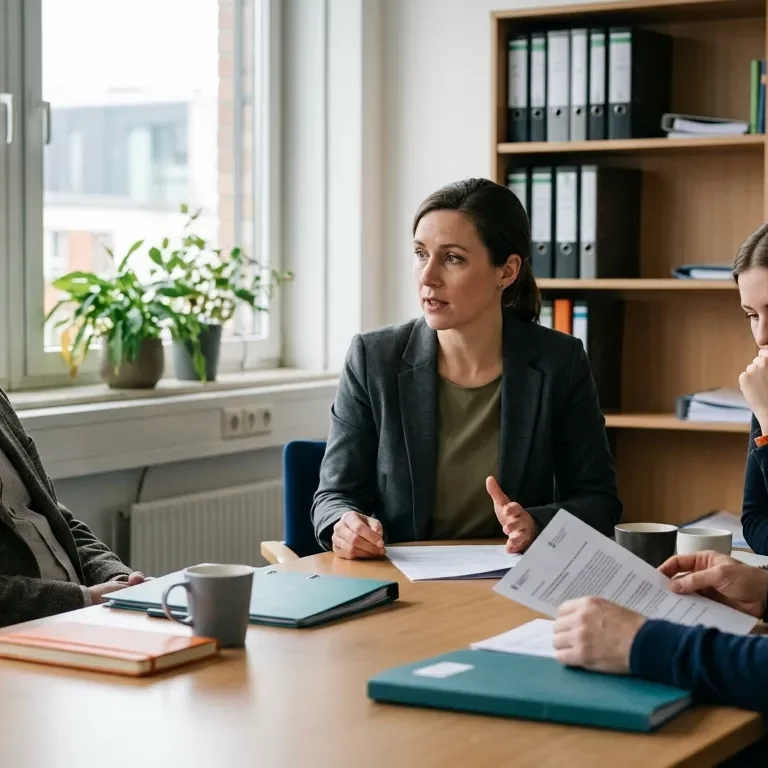 Fachpersonen machen in einer Fallsupervision unterschiedliche Perspektiven eines Falls mit einer zurückhaltenden Visualisierung sichtbar.