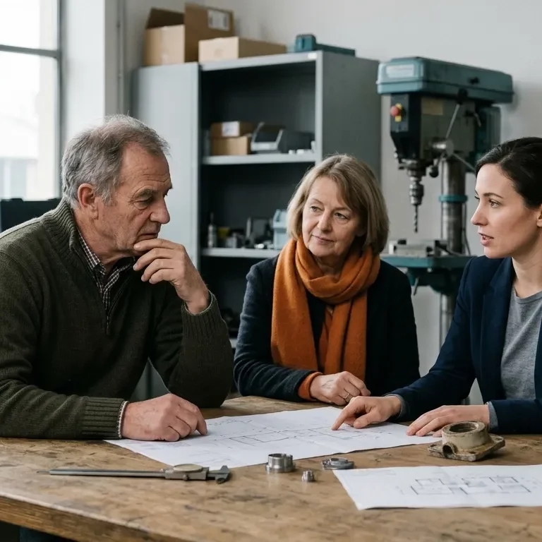 Eine ältere und eine jüngere Generation einer Unternehmerfamilie besprechen unterschiedliche Vorstellungen zur Entwicklung des Unternehmens.