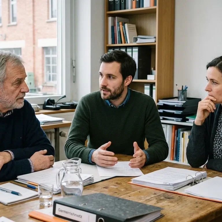 Mitglieder einer Unternehmerfamilie diskutieren unterschiedliche Sichtweisen auf eine betriebliche Entscheidung.